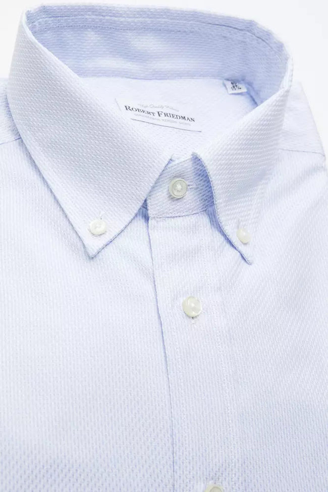 Robert Friedman Light Blue Cotton Men Shirt Robert Friedman