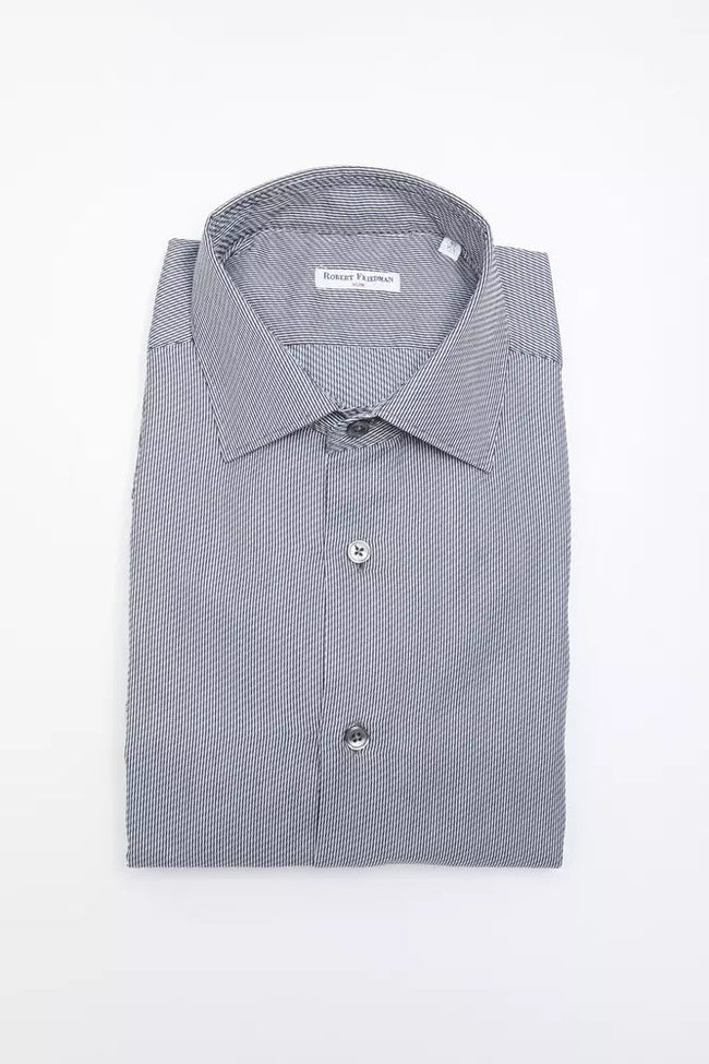 Robert Friedman Blue Cotton Men Shirt Robert Friedman