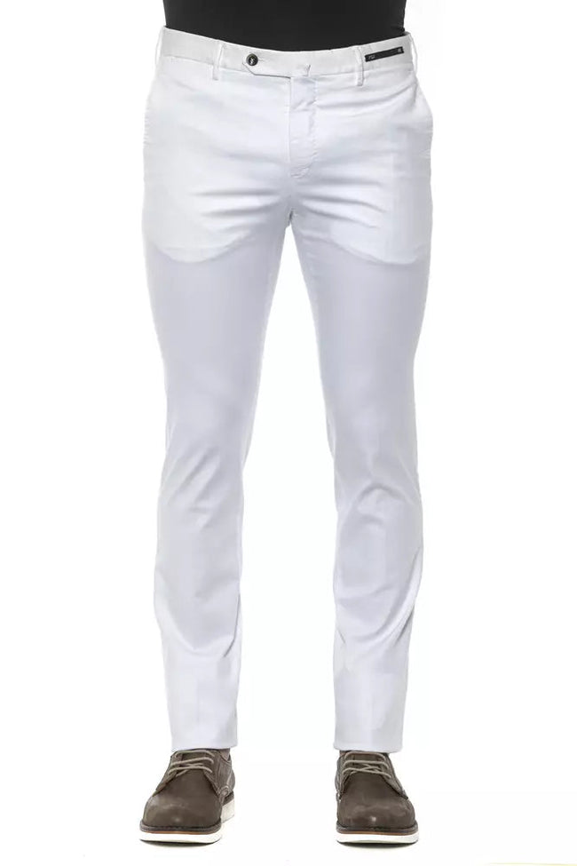 PT Torino White Cotton Men Slim Trouser PT Torino