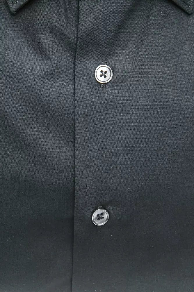 Robert Friedman Black Cotton Men's Slim Shirt Robert Friedman
