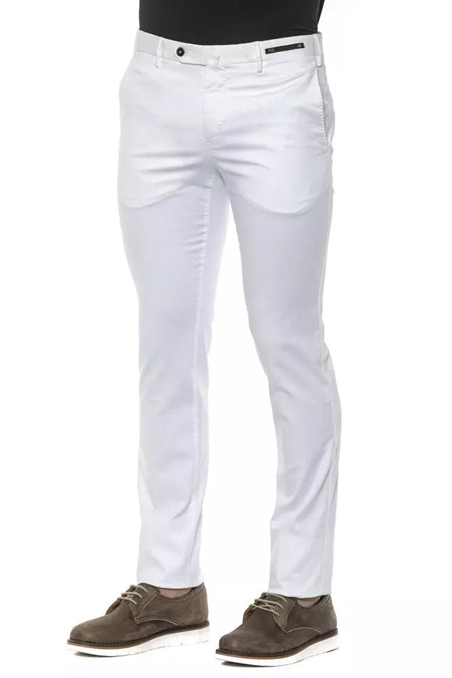 PT Torino White Cotton Men Slim Trouser PT Torino