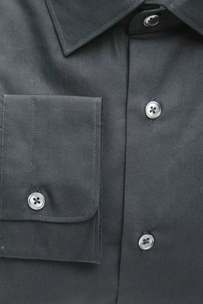 Robert Friedman Black Cotton Men's Slim Shirt Robert Friedman