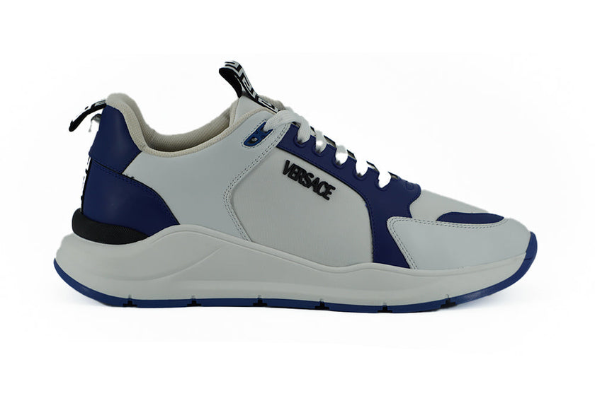 Versace Elegant Blue and White Leather Sneakers Versace