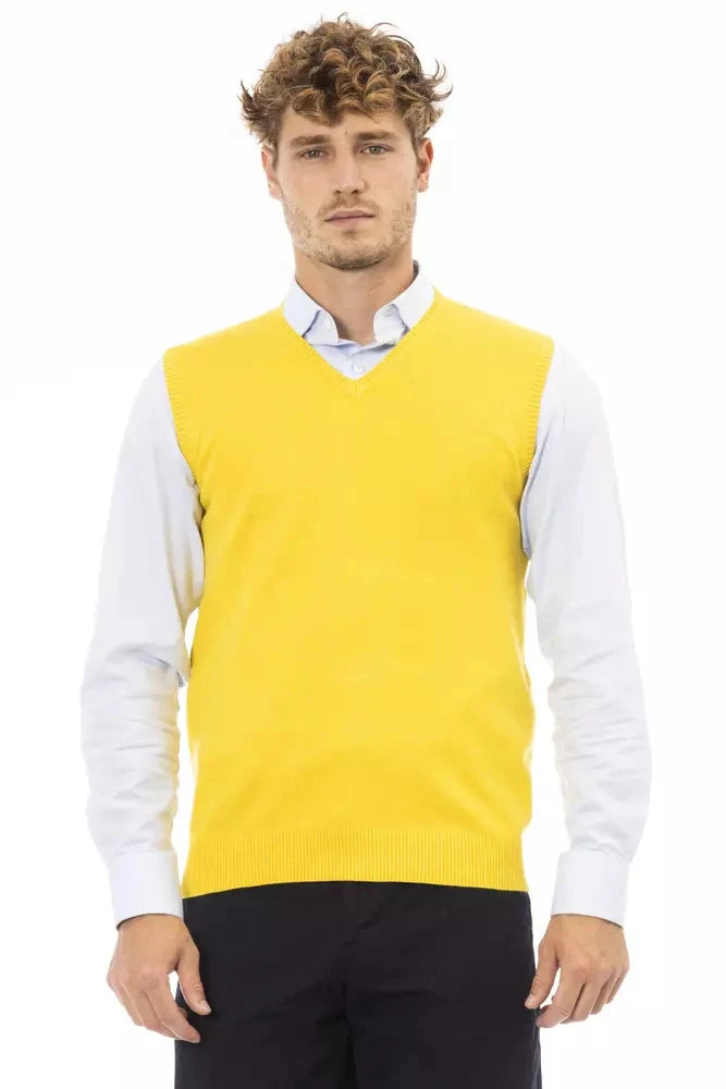 Alpha Studio Yellow Viscose Men Jacket Alpha Studio