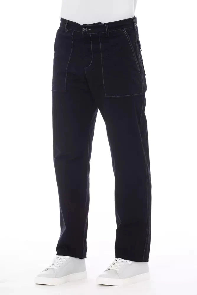 Alpha Studio Blue Cotton Men's Pant Alpha Studio