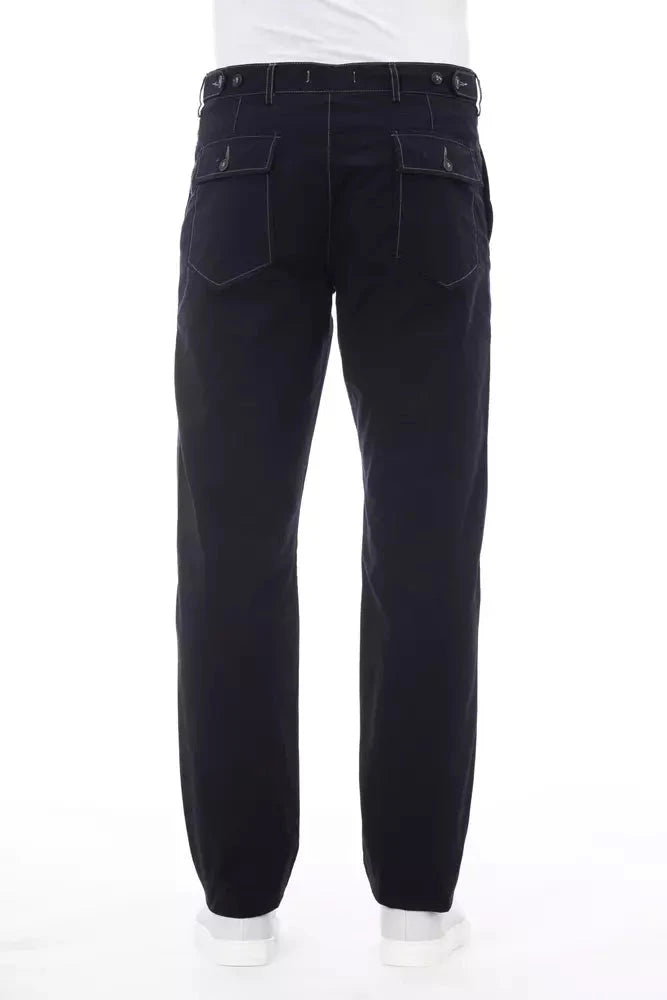 Alpha Studio Blue Cotton Men's Pant Alpha Studio