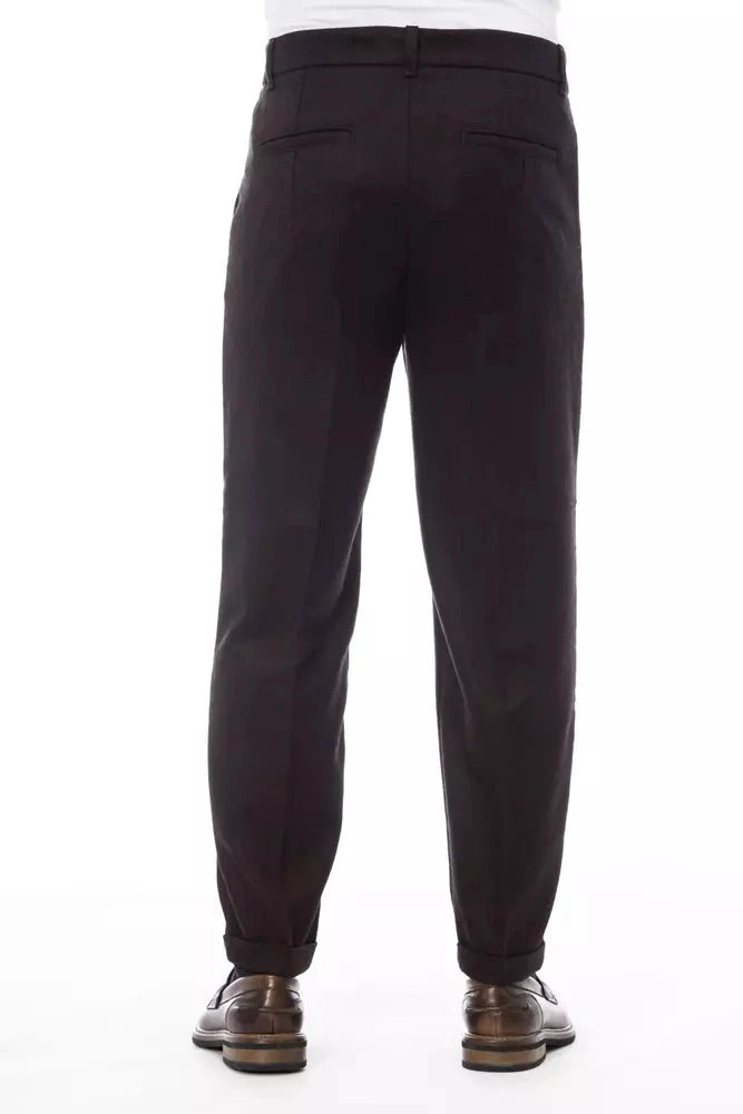 Alpha Studio Brown Wool Men Pant Alpha Studio