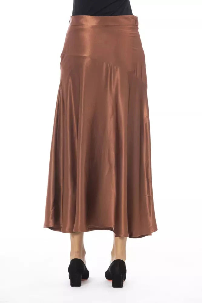 Alpha Studio Brown Viscose Women Skirt Alpha Studio