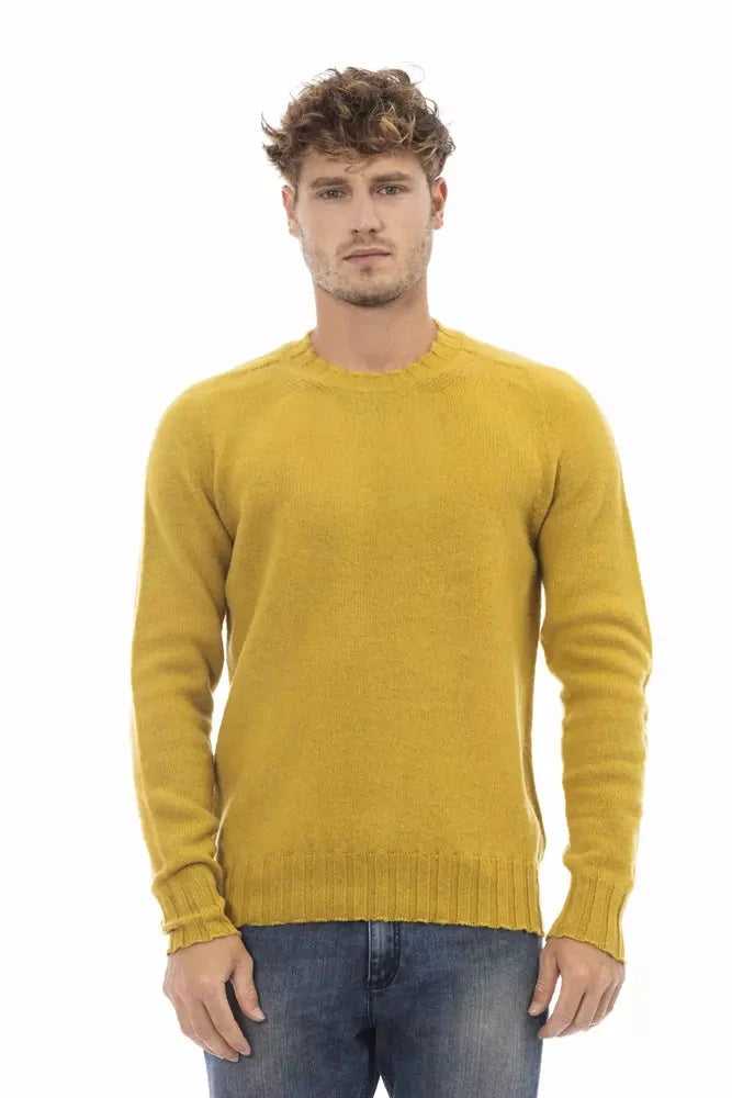 Alpha Studio Yellow Wool Men Sweater Alpha Studio