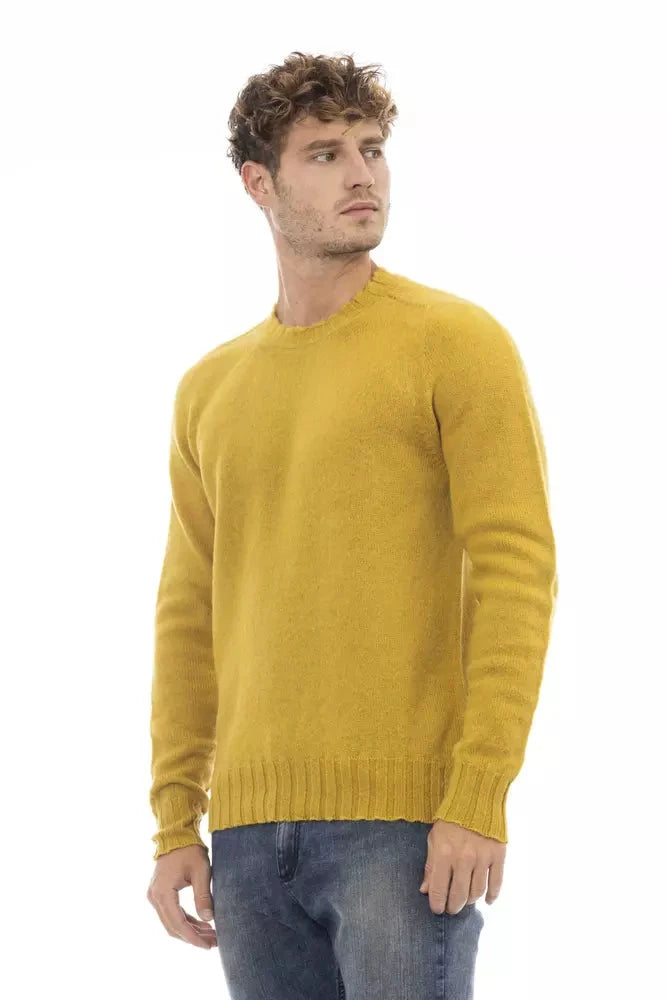 Alpha Studio Yellow Wool Men Sweater Alpha Studio