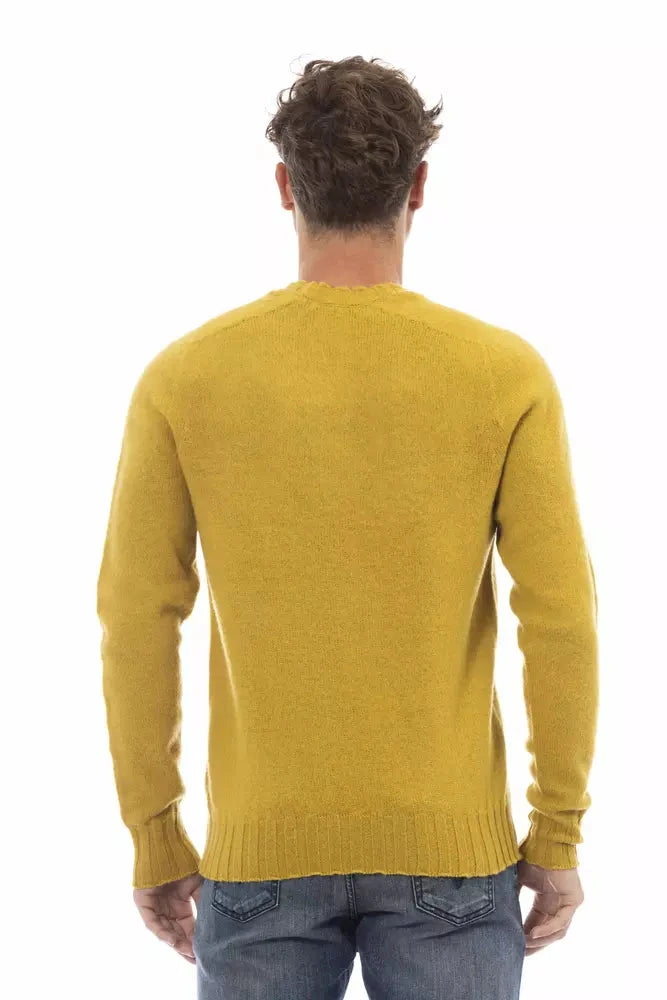 Alpha Studio Yellow Wool Men Sweater Alpha Studio