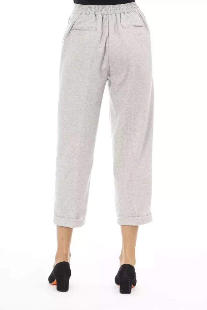 Alpha Studio Gray Wool Women Pant Alpha Studio