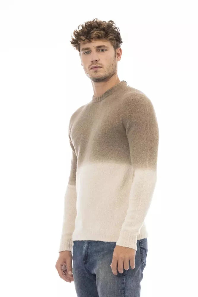 Alpha Studio Beige Alpaca Men Sweater Alpha Studio