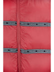 Elegant Red Versace Logo Vest with Detachable Hood Versace