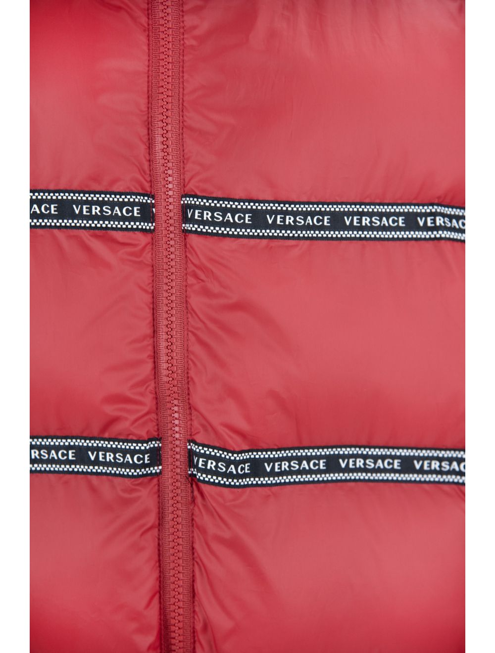 Elegant Red Versace Logo Vest with Detachable Hood Versace