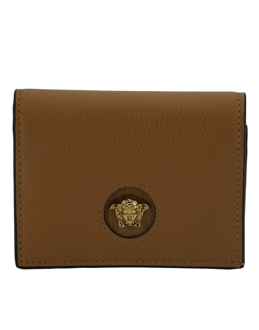 Versace Elegant Compact Leather Wallet in Brown Versace