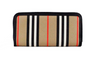 Burberry Ellerby Black Leather Icon Stripe Canvas Zip Around Continental Wallet Burberry