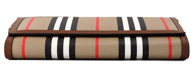 Burberry Hannah Icon Stripe Archive Tan E-Canvas Leather Wallet Crossbody Bag Burberry