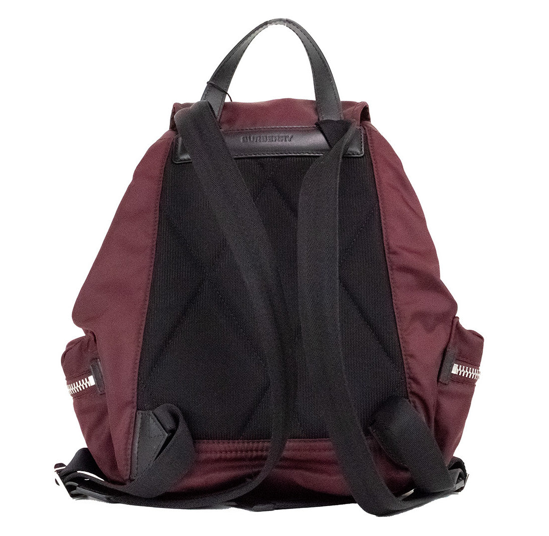 Burberry Medium Burgundy Econyl Nylon Rucksack Drawstring Backpack Bookbag Burberry
