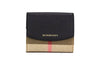 Burberry Luna Black Grained Leather House Check Canvas Coin Pouch Snap Wallet Burberry