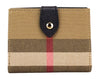 Burberry Luna Black Grained Leather House Check Canvas Coin Pouch Snap Wallet Burberry