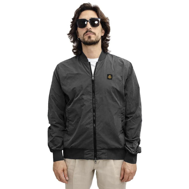 Refrigiwear Gray Nylon Men Bomber Jacket Refrigiwear