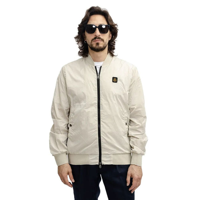 Refrigiwear Beige Nylon Men Bomber Jacket Refrigiwear