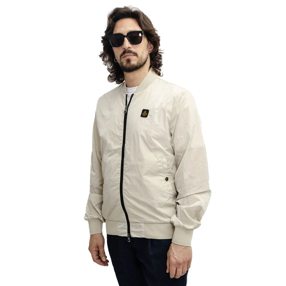 Refrigiwear Beige Nylon Men Bomber Jacket Refrigiwear