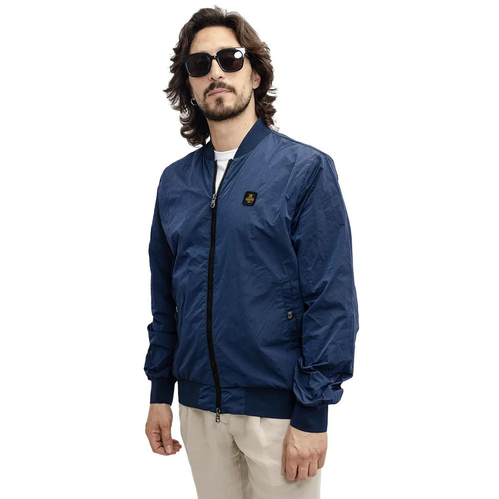 Refrigiwear Blue Nylon Men's Bomber Jacket Refrigiwear