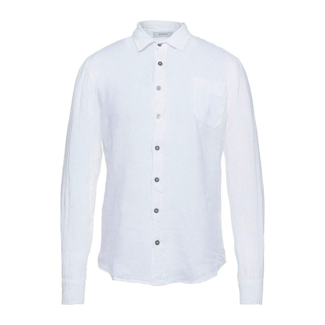 Alpha Studio Elegant White Linen Shirt for Men Alpha Studio