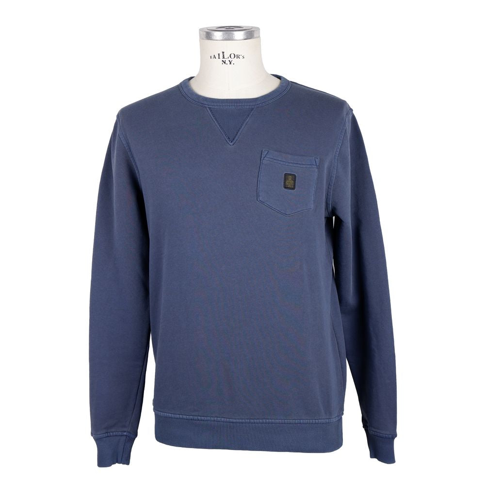 Refrigiwear Blue Cotton Men Sweater with Chest Pocket Refrigiwear