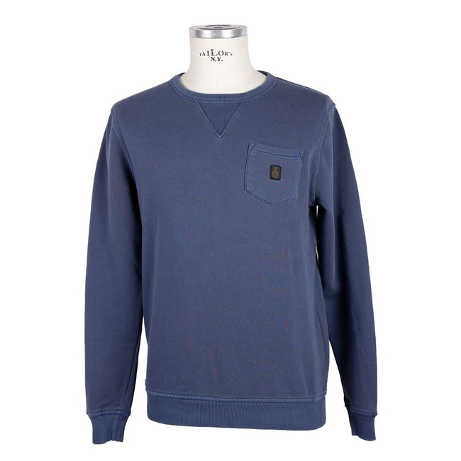 Refrigiwear Blue Cotton Men Sweater with Chest Pocket Refrigiwear