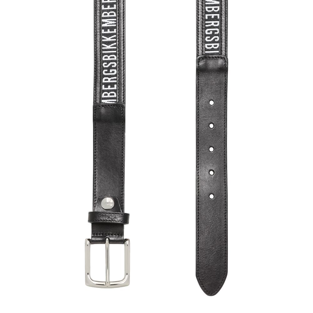 Bikkembergs Black Calfskin Men Belt Bikkembergs