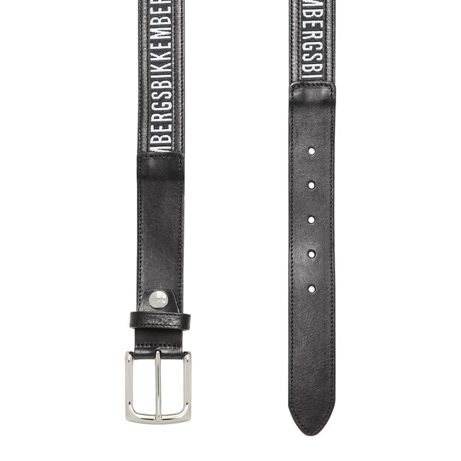 Bikkembergs Black Calfskin Men Belt Bikkembergs