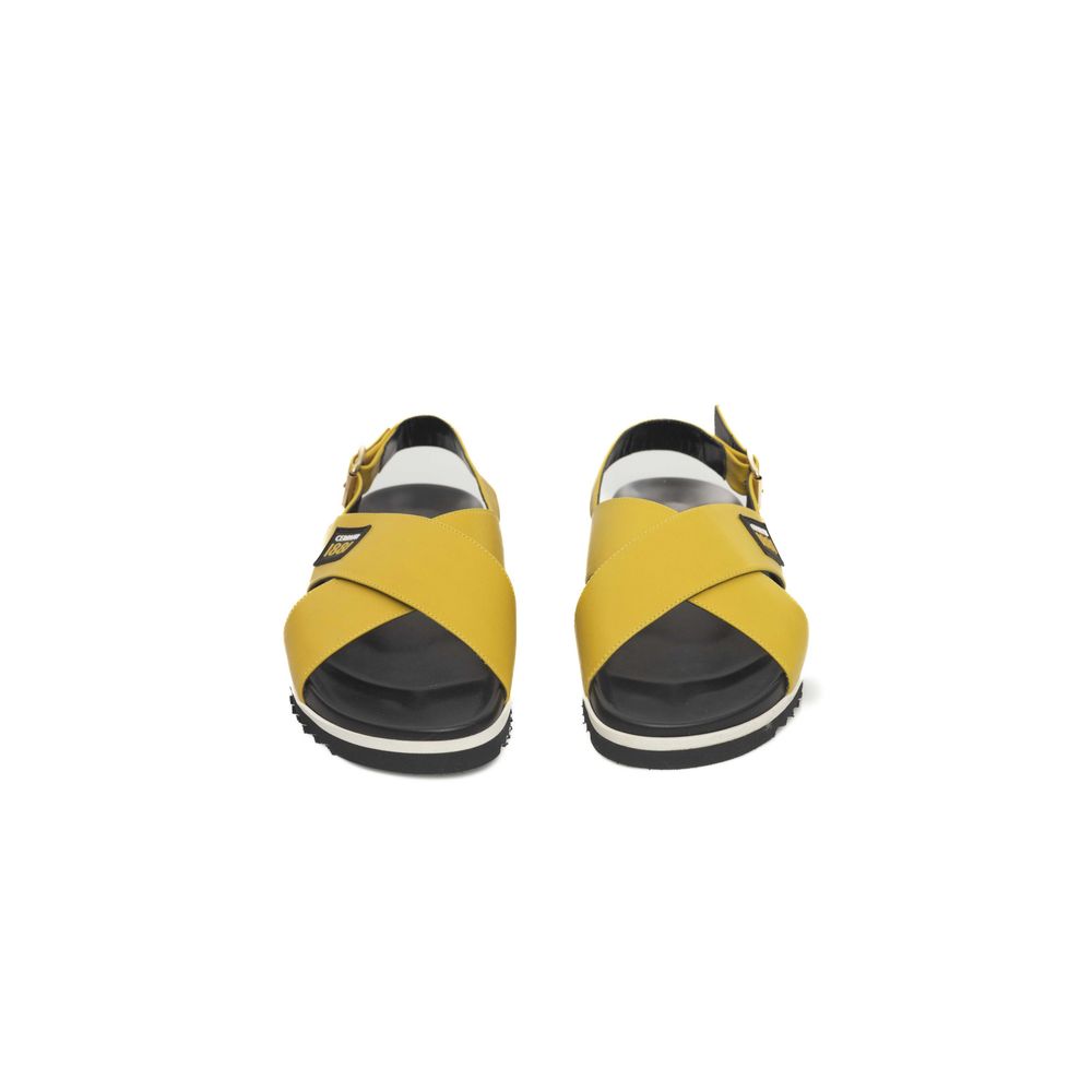 Cerruti 1881 Yellow Calfskin Women Sandal Cerruti 1881