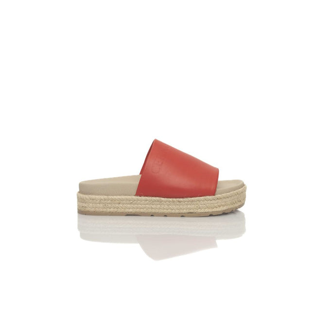 Cerruti 1881 Red Calfskin Women Sandal Cerruti 1881
