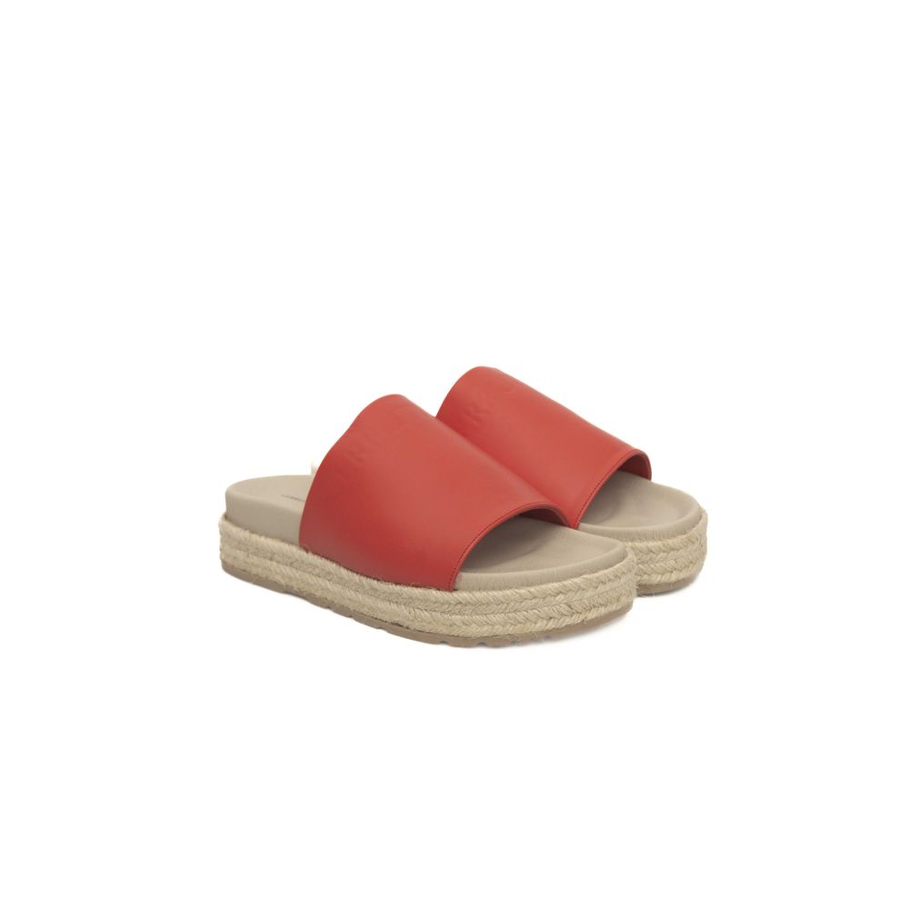 Cerruti 1881 Red Calfskin Women Sandal Cerruti 1881