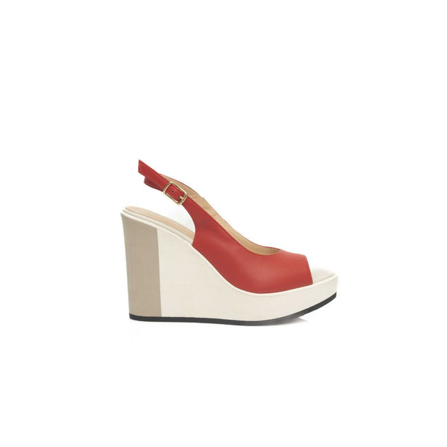 Cerruti 1881 Red Calfskin Women Sandal Cerruti 1881