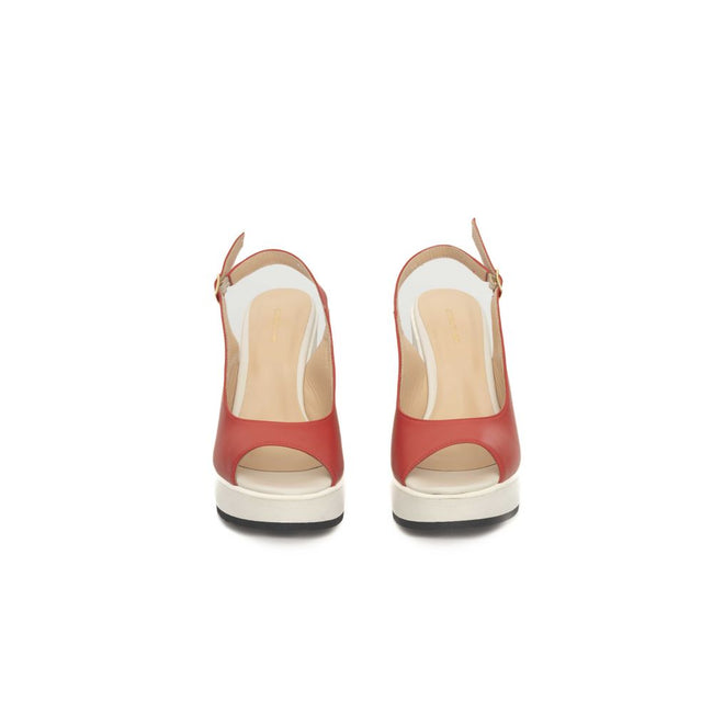 Cerruti 1881 Red Calfskin Women Sandal Cerruti 1881