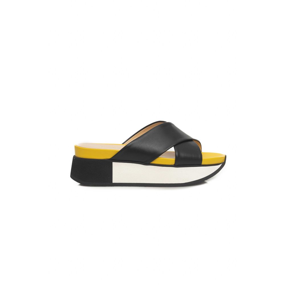 Cerruti 1881 Black Calfskin Women Sandal Cerruti 1881