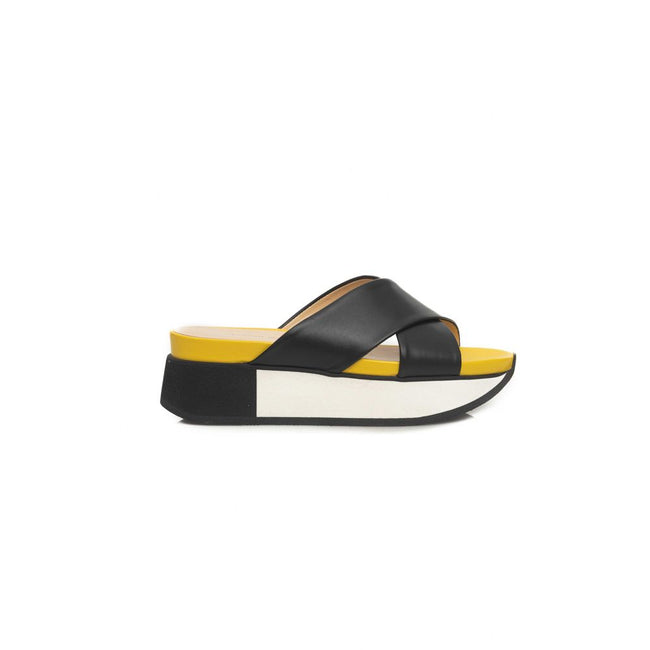 Cerruti 1881 Black Calfskin Women Sandal Cerruti 1881