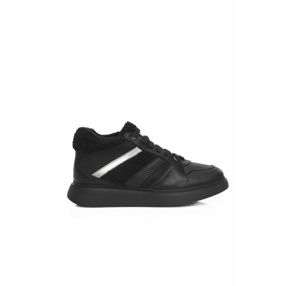 Cerruti 1881 Black Cowhide Women Platform Sneaker Cerruti 1881