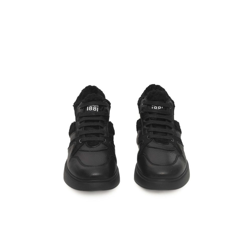 Cerruti 1881 Black Cowhide Women Platform Sneaker Cerruti 1881