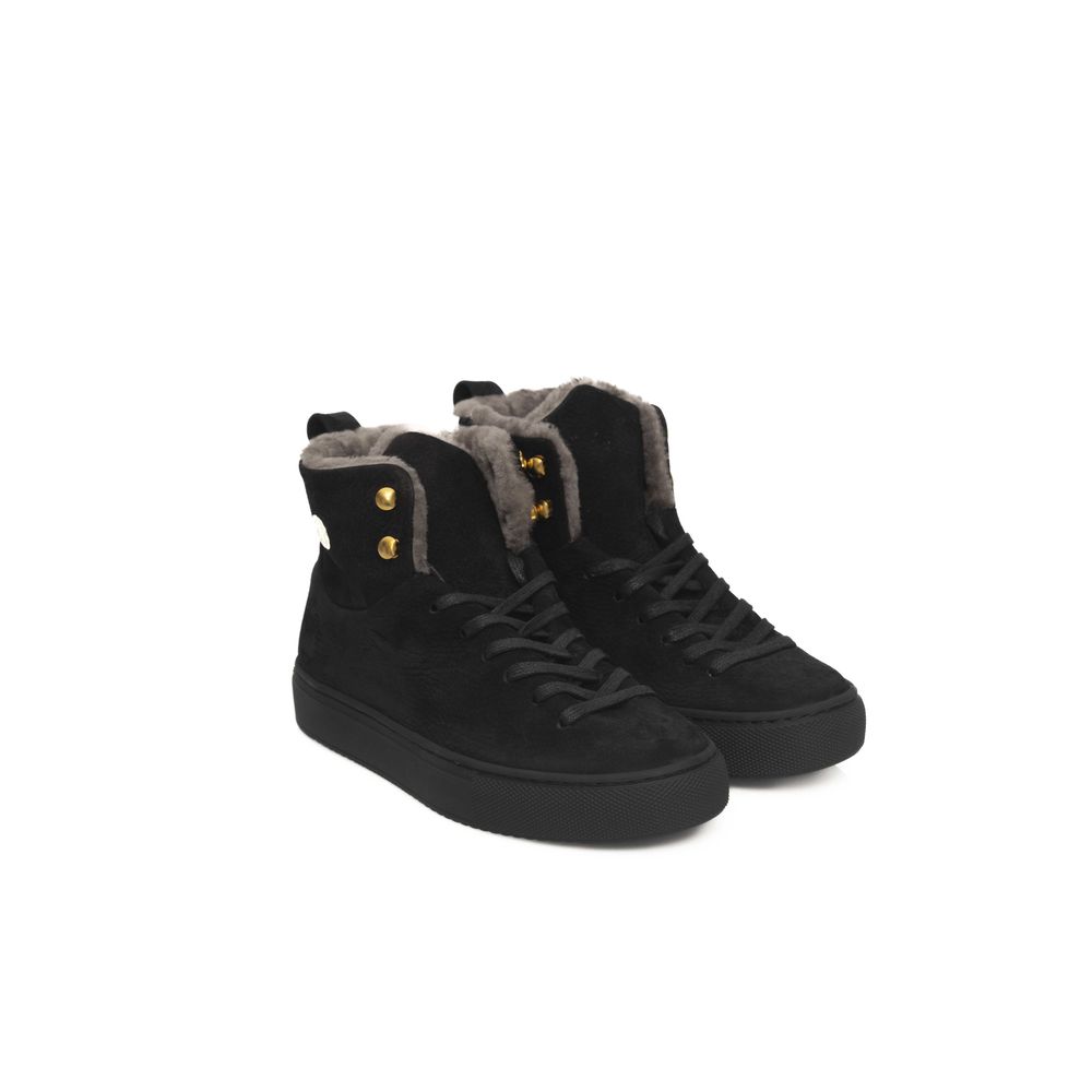 Cerruti 1881 Black Cowhide Women High Sneaker Cerruti 1881