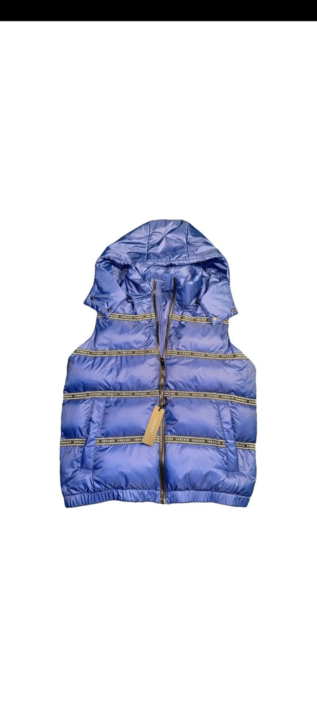 Versace Elegant Black Logo Band Vest with Detachable Hood Versace