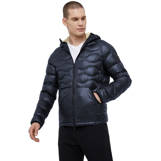 Refrigiwear Blue Nylon Men Jacket with Slim Fit and Feather Padding Refrigiwear