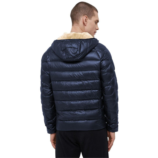 Refrigiwear Blue Nylon Men Jacket with Slim Fit and Feather Padding Refrigiwear