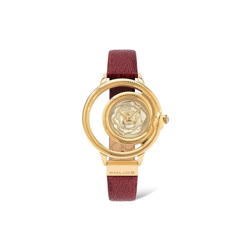 Police Red Leather Dress Watch Police