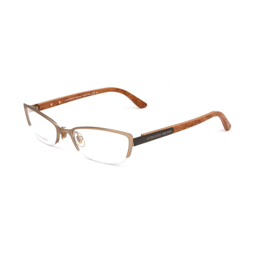 Alexander McQueen Brown Metal Glasses (Frames) Alexander McQueen