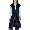 ICHI Blue Polyester Sleveless Jacket ICHI